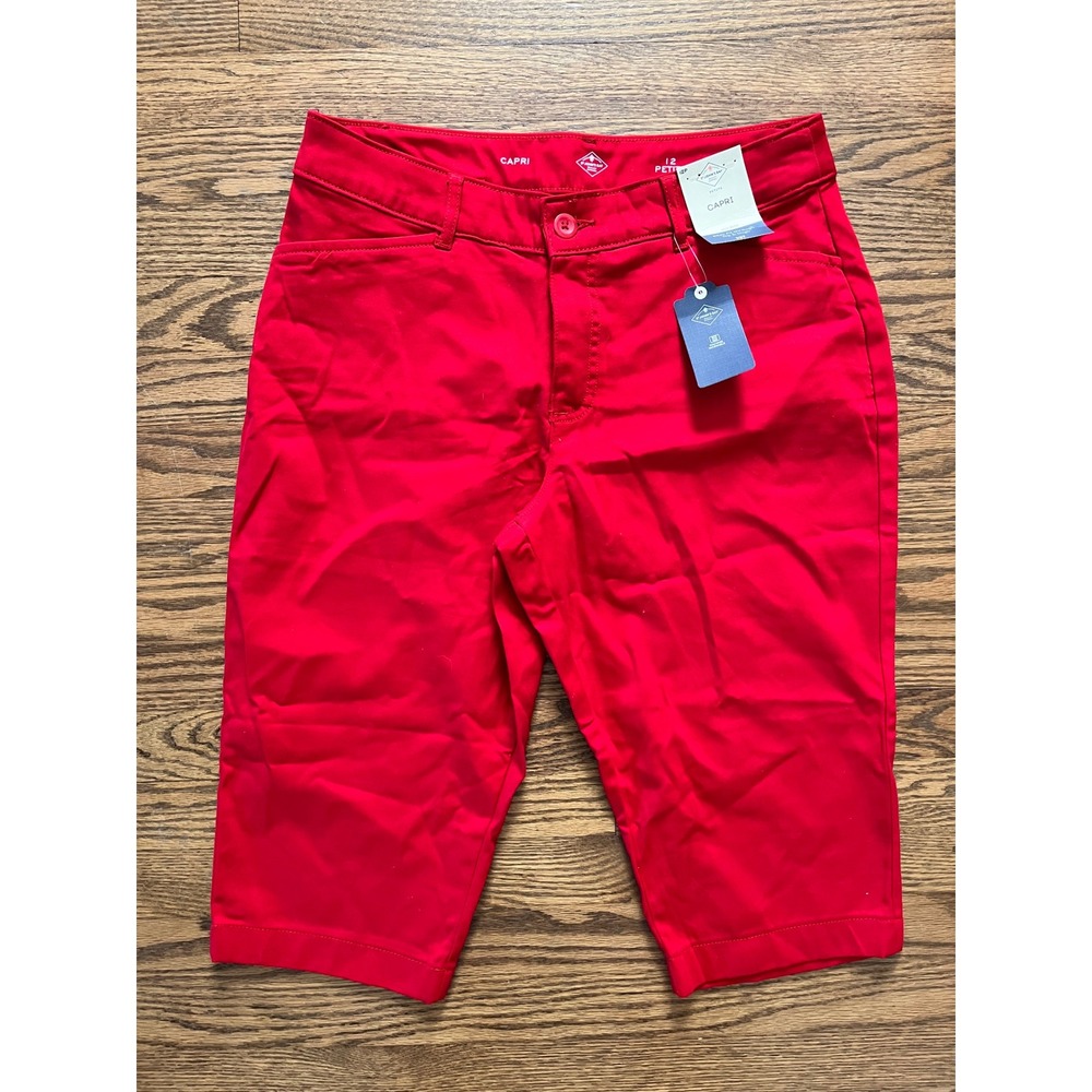St Johns Bay Cabaret Red Secretly Slender Capri Pants 12P NWT